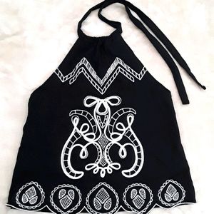 TOPSHOP BLACK HALTER TOP